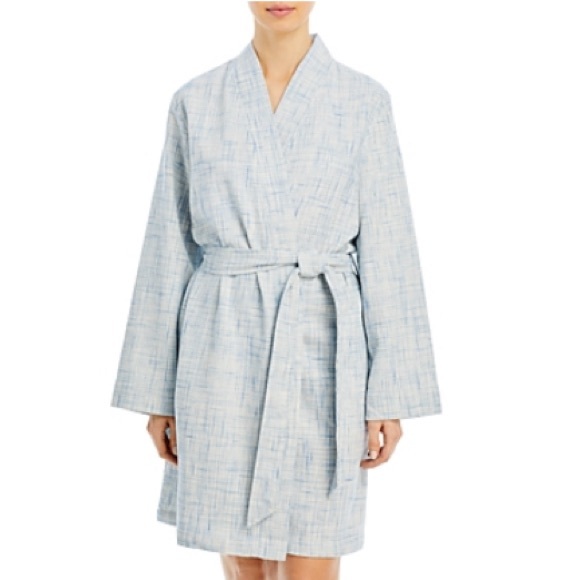 Hudson Park Collection Strié Print Waffle Bathrobe in Blue Size L/XL New w/Tag - Picture 2 of 6
